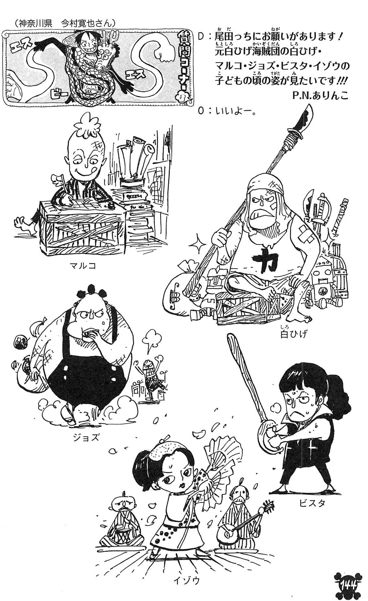 Edwarg Newgate, Marco, Joz, Vista et Izou enfants